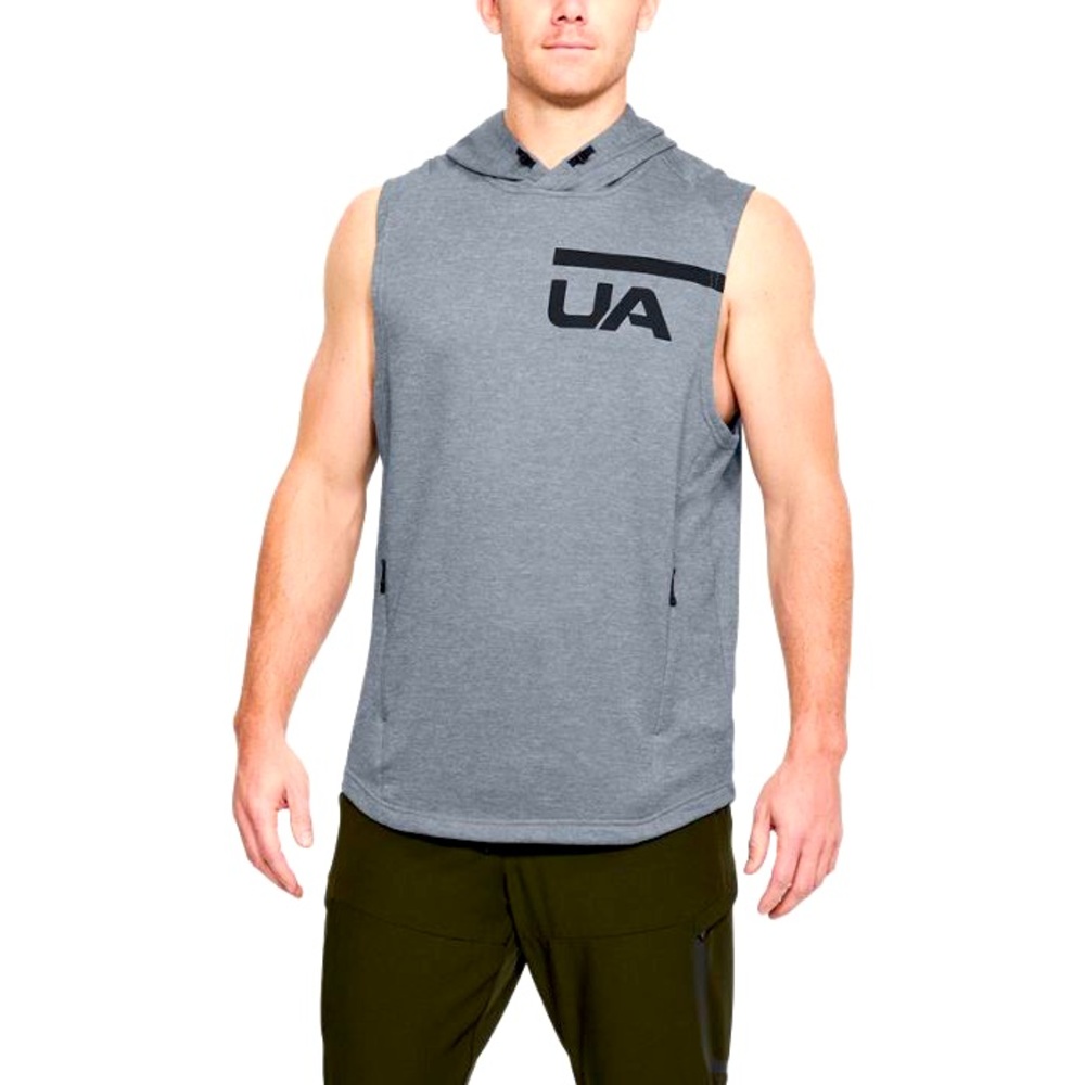 Under Armour ColdGear Sleeveless Hoodie UA Logo Gray Men’s Medium